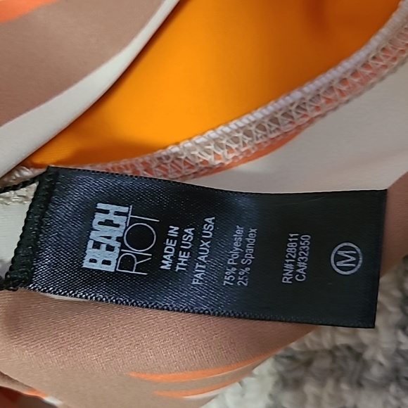 BEACH RIOT Leah bra top cloud cream zebra print orange cream brown sports bra M - Picture 10 of 15
